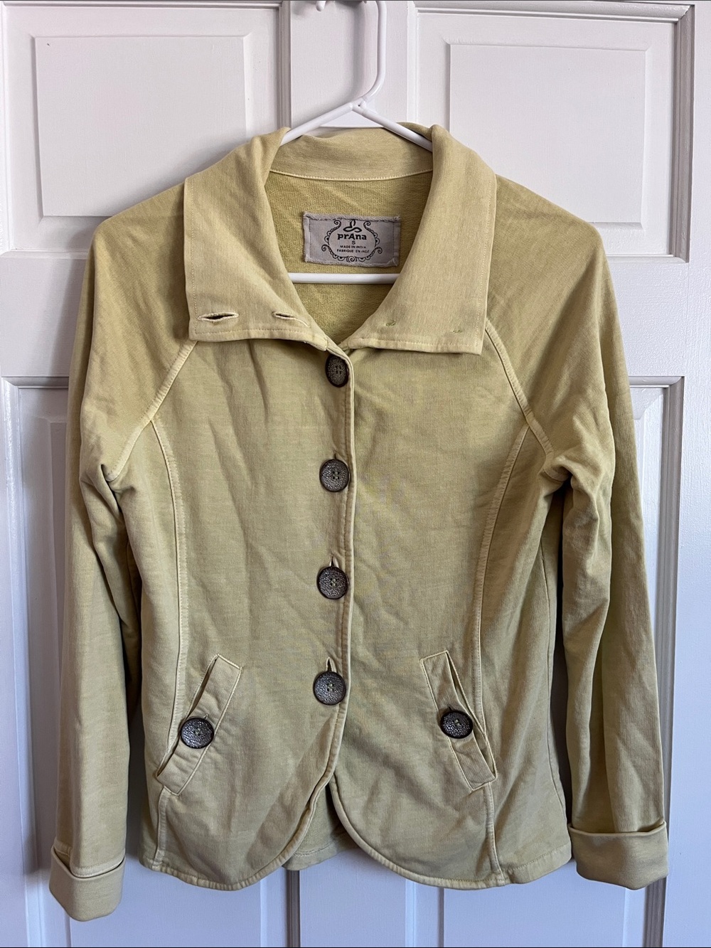 Prana Light Olive Button-Front Blazer Jacket